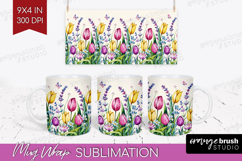 Summer Flowers Mug Wrap - Floral Mug PNG Sublimation Product Image 1
