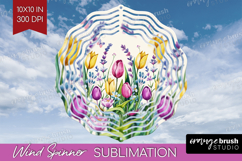 Summer Flowers Wind Spinner Sublimation PNG - Floral Round Product Image 1