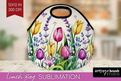 Summer Flowers Lunch Bag - Floral Lunch Bug PNG Sublimation Product Image 1