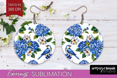 Summer Flowers Round Earrings - Floral PNG Sublimation Product Image 1