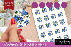 Summer Flowers Round Sticker - Floral Printable Sticker Product Image 1
