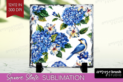 Summer Flowers Slate PNG - Floral Square Slate Sublimation Product Image 1