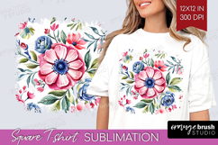 Summer Flowers Square Tshirt Background - Floral PNG Product Image 1