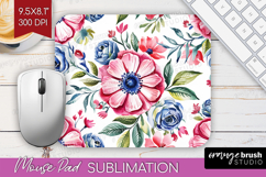 Summer Flowers Mouse Pad Sublimation - Floral Mousepad PNG Product Image 1