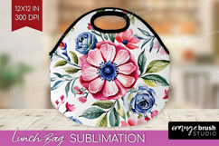 Summer Flowers Lunch Bag - Floral Lunch Bug PNG Sublimation Product Image 1