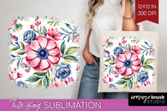 Summer Flowers Tote Bag - Floral Tote Bag PNG Sublimation Product Image 1