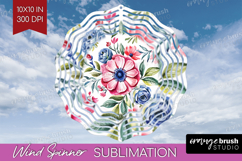 Summer Flowers Wind Spinner Sublimation PNG - Floral Round Product Image 1