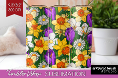 Summer Flowers Tumbler Wrap - Floral Tumbler PNG Sublimation Product Image 1