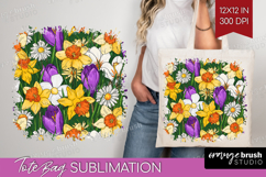 Summer Flowers Tote Bag - Floral Tote Bag PNG Sublimation Product Image 1