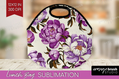 Summer Flowers Lunch Bag - Floral Lunch Bug PNG Sublimation Product Image 1