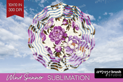 Summer Flowers Wind Spinner Sublimation PNG - Floral Round Product Image 1