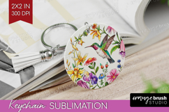 Summer Flowers Keychain PNG - Floral Keychain Sublimation Product Image 1