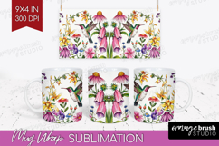 Summer Flowers Mug Wrap - Floral Mug PNG Sublimation Product Image 1