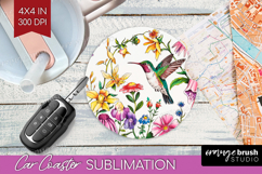 Summer Flowers Car Coaster - Floral Coaster PNG Sublimation Product Image 1