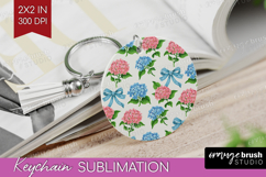 Summer Flowers Keychain PNG - Floral Keychain Sublimation Product Image 1