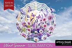 Summer Flowers Wind Spinner Sublimation PNG - Floral Round Product Image 1