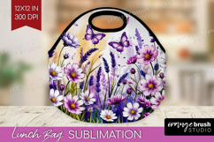 Summer Flowers Lunch Bag - Floral Lunch Bug PNG Sublimation Product Image 1