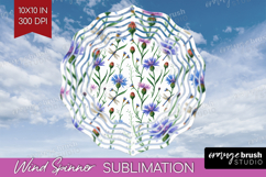 Summer Flowers Wind Spinner Sublimation PNG - Floral Round Product Image 1