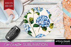 Summer Flowers Car Coaster - Floral Coaster PNG Sublimation Product Image 1