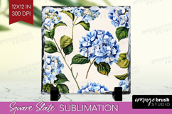 Summer Flowers Slate PNG - Floral Square Slate Sublimation Product Image 1