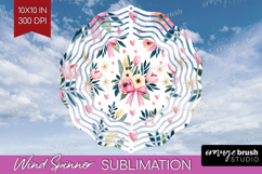 Summer Flowers Wind Spinner Sublimation PNG - Floral Round Product Image 1