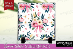 Summer Flowers Slate PNG - Floral Square Slate Sublimation Product Image 1