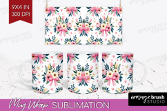Summer Flowers Mug Wrap - Floral Mug PNG Sublimation Product Image 1