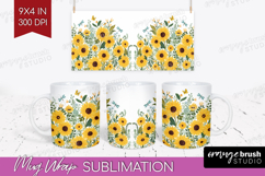 Summer Flowers Mug Wrap - Floral Mug PNG Sublimation Product Image 1