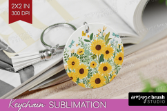 Summer Flowers Keychain PNG - Floral Keychain Sublimation Product Image 1