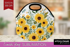 Summer Flowers Lunch Bag - Floral Lunch Bug PNG Sublimation Product Image 1