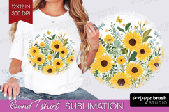 Summer Flowers Round Tshirt Background - Floral PNG Product Image 1