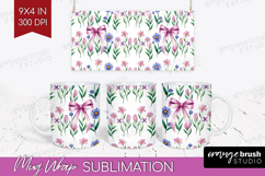 Summer Flowers Mug Wrap - Floral Mug PNG Sublimation Product Image 1