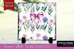 Summer Flowers Slate PNG - Floral Square Slate Sublimation Product Image 1