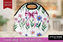 Summer Flowers Lunch Bag - Floral Lunch Bug PNG Sublimation Product Image 1