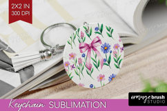 Summer Flowers Keychain PNG - Floral Keychain Sublimation Product Image 1