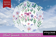 Summer Flowers Wind Spinner Sublimation PNG - Floral Round Product Image 1