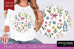 Summer Flowers Round Tshirt Background - Floral PNG Product Image 1