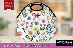 Summer Flowers Lunch Bag - Floral Lunch Bug PNG Sublimation Product Image 1