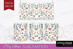 Summer Flowers Mug Wrap - Floral Mug PNG Sublimation Product Image 1