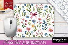 Summer Flowers Mouse Pad Sublimation - Floral Mousepad PNG Product Image 1