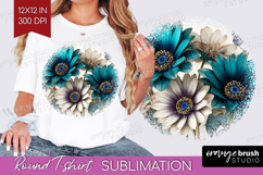 3D Flowers Round Tshirt Background - Summer PNG Sublimation Product Image 1