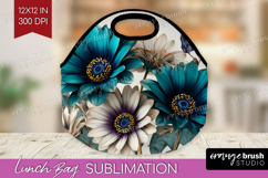 3D Flowers Lunch Bag - Summer Lunch Bug PNG Sublimation Product Image 1
