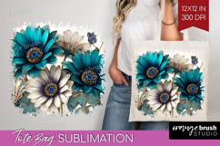 3D Flowers Tote Bag - Summer Tote Bag PNG Sublimation Product Image 1