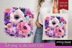 3D Flowers Tote Bag - Summer Tote Bag PNG Sublimation Product Image 1