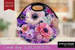 3D Flowers Lunch Bag - Summer Lunch Bug PNG Sublimation Product Image 1