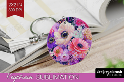 3D Flowers Keychain PNG - Summer Keychain Sublimation Product Image 1