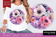 3D Flowers Round Tshirt Background - Summer PNG Sublimation Product Image 1