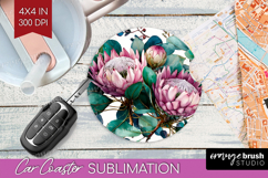 3D Flowers Car Coaster - Summer Coaster PNG Sublimation Product Image 1