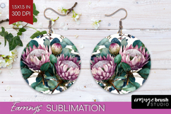 3D Flowers Round Earrings - Summer PNG Sublimation Product Image 1