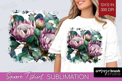 3D Flowers Square Tshirt Background - Summer PNG Sublimation Product Image 1